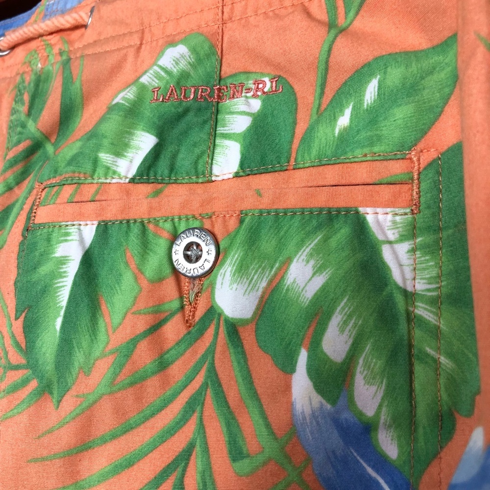 Lauren Ralph Lauren Orange Tropical Floral Pants 6 - Picture 5 of 8
